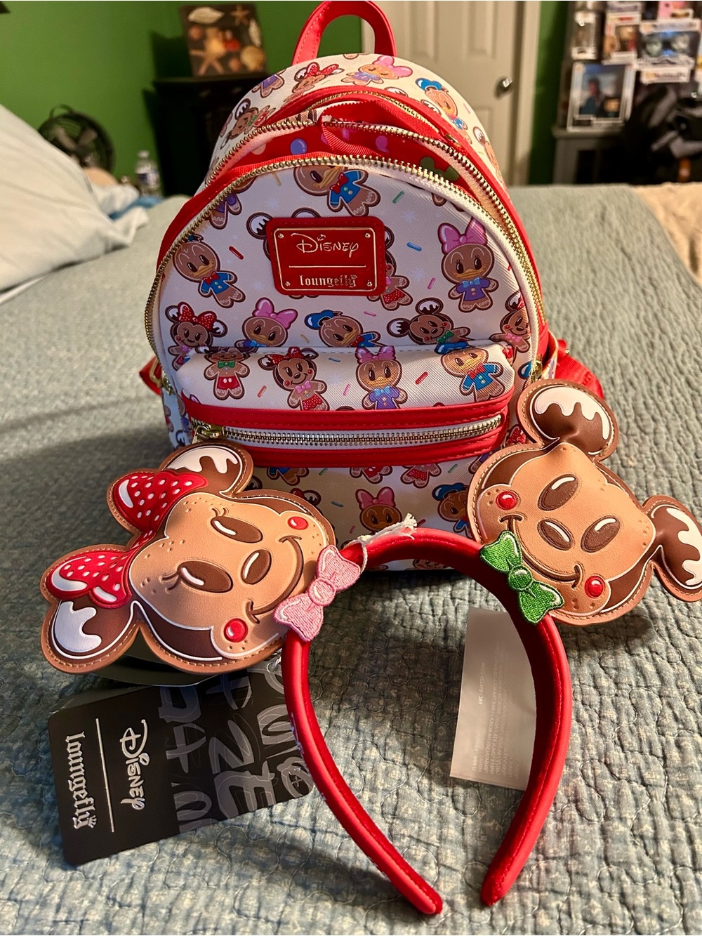 Loungefly Disney Mickey Minnie Gingerbread backpack with headband